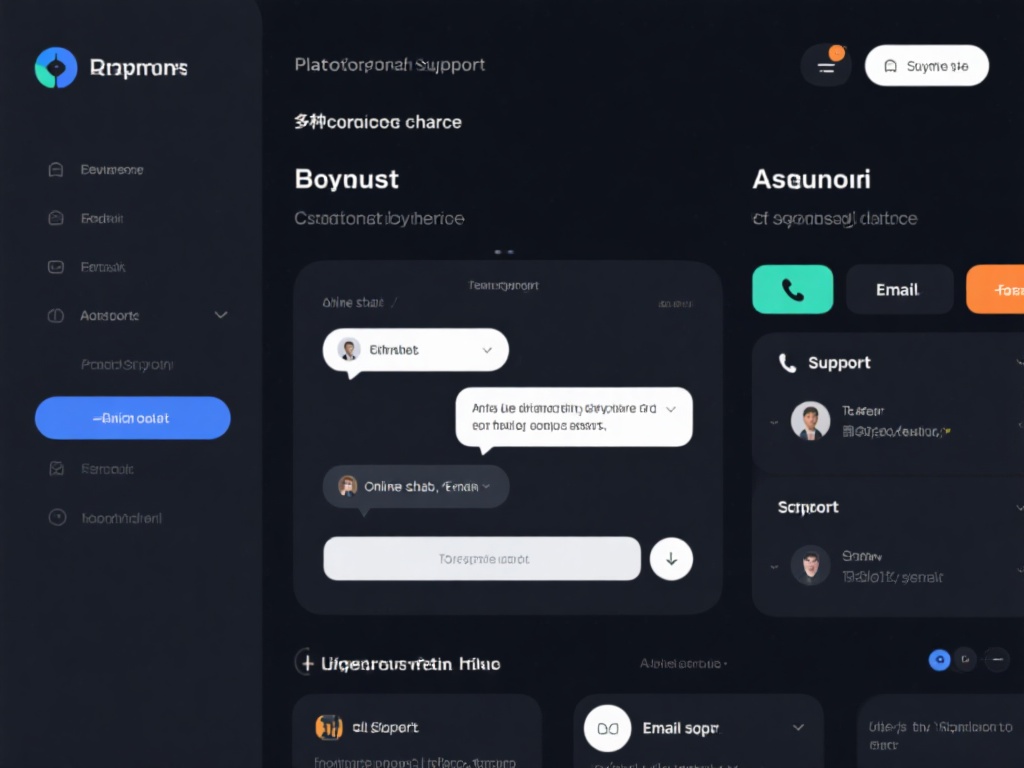 其次，平台支持多种沟通渠道，包括在线聊天、电子邮件